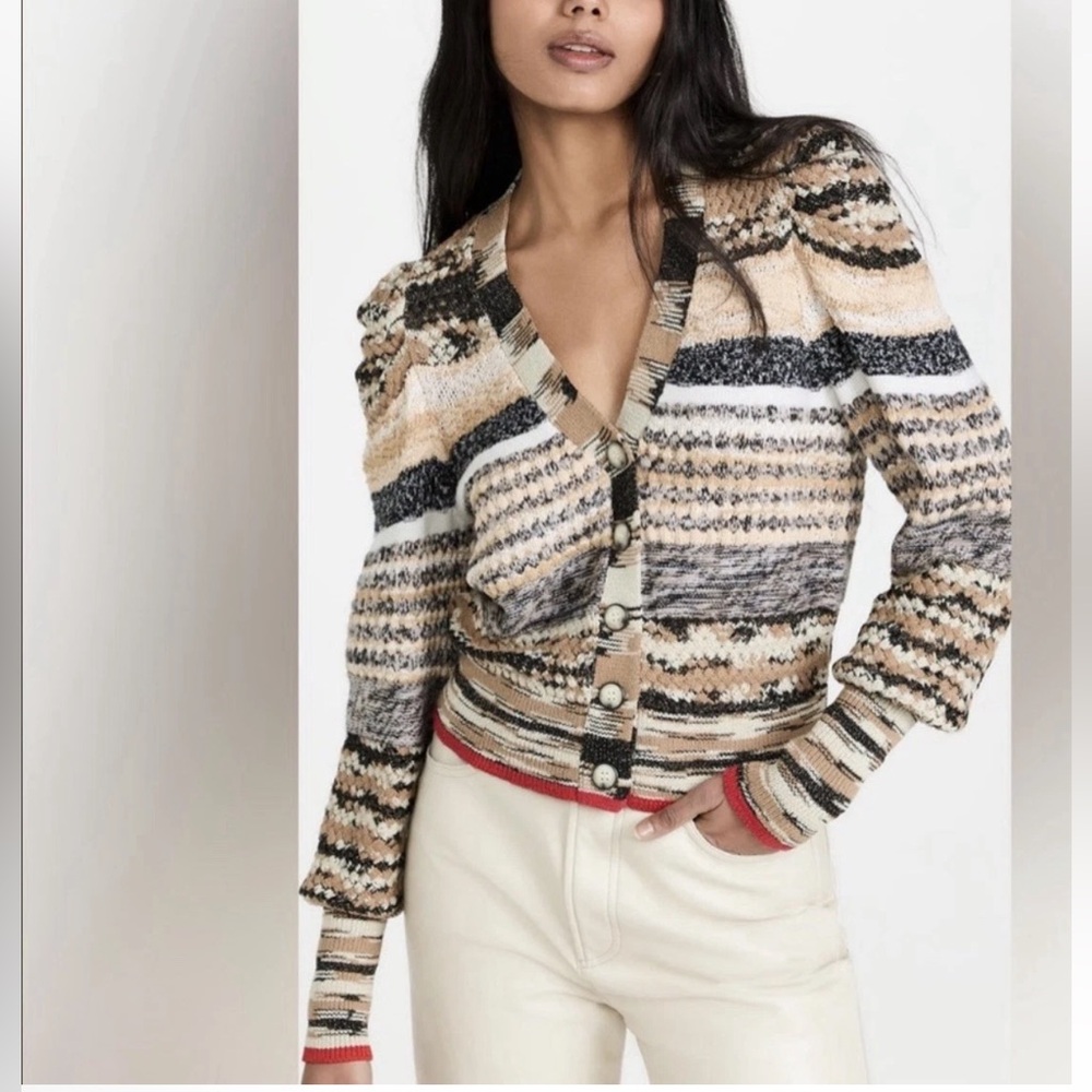 Veronica Beard Cecily Mixed Knit Cardigan - Picture 2 of 10